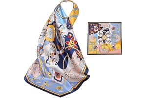 ZhaoCo 100% Natürliche Maulbeerseide Schal, 70x70cm / 27.5x27.5 Zoll Seidentuch Grafikdruck Klein Weich Quadratisch Seidenschal für Damen