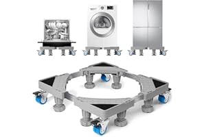 WUFANC Base per Lavatrice con 8 piedi + 4 Ruote per Lavatrice, Frigorifero e Asciugatrici. Ruote Per Lavatrice Dimensioni Regolabili 41-64 cm, Carico: 300 KG, Antiscivolo e antiurto