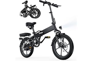 Finbike U3 Electric Folding Bike, 16 inch Portable Electric Bicycle, 2.5H Fast Charge Ebike, 25KM/H & 45KM Range, 3 Riding Modes, Front Shock Absorber, Foldable E-bike for Adults/Teens