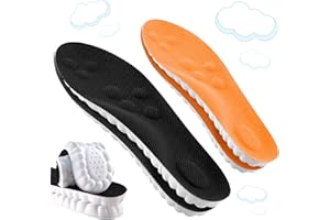BIUDI FOX 2 Pair Memory Foam Insoles with Arch Support for Women Men Comfort Massage Insoles Replacement Shoe Inserts Trainers Sneakers Sports Shoes Work Boots Breathable Shock Absorption Black Orange 28.5CM