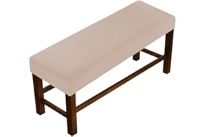 MOVKZACV Funda de banco, diseño de jacquard, rectangular, antideslizante, suave, elástico, lavable, cobertura completa, para fundas de cojín de banco (Khaki, tamaño: S)