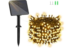 Dalugo Solarny łańcuch świetlny z 200 diodami LED, ciepła biel, na imprezę, wesele, Boże Narodzenie