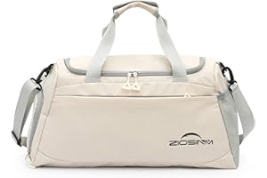 ZIOSINM Bolsa Deporte Grande con Compartimento para Zapatos Húmedo, Impermeable Bolsa de Viaje Bolsa Fitness Bolsa Gimnasio Bolsa Natacion para Hombre Mujer (Beige)