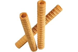 Bazko Waffelröllchen für Sahne 19 cm / 2,6 cm| 100 Stück | knusprige süße Waffelröllchen ohne Füllung | als Eisbecher Garnierung, Deko, zum Füllen | vegan