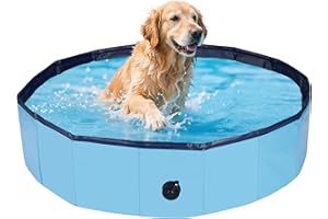 Rinling Hundepool, 120X30cm Hundeplanschbecken Faltbare Hundebadewanne rutschfest Swimmingpool (Blau L)