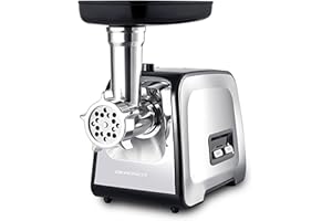 ‎BERDSEN Berdsen Fleischwolf Elektrisch Set Mit Aufsätzen Zubehör Wurstaufsatz Lochscheiben Schredder 450/1200W Silber