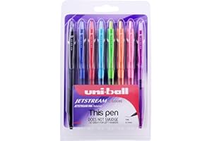 Bolígrafo retráctil Uni-ball Jetstream SXN-150-07 (empaque tipo almeja de 8 piezas) en negro, azul, rojo, verde, azul claro, rosa, naranja y morado (tinta combina con el color del bolígrafo)