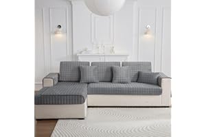 TOPCHANCES Grube pokrowce na sofy, 1-, 2-, 3/4-osobowa, sofa w czystym kolorze, antypoślizgowe nakładki na sofę w kształcie litery L, koc narzuta na kanapę, ciepły, super miękki, krótki, pluszowy koc polarowy,