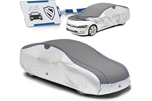 WALSER Hagelschutz Abdeckplane Auto, Hagelschutzplane Auto, Wasserabweisende Autoabdeckung, Outdoor Vollgarage, PKW Abdeckung, Fahrzeug Abdeckplane PKW L max. Fahrzeuglänge 426-525 cm Silber/grau