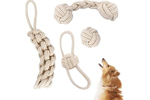 MECCTUCK 4 Pezzi Set di giochi per cani da masticare, Corda giocattolo per cani con nodo, Interattivi Giocattolo di Rafforzato Corda da Masticare per La Pulizia dei Denti
