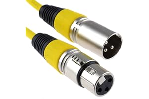 kenable XLR 3 Pin Microphone Lead Male to Female Audio Cable YELLOW 0.3m [0.3 metres]