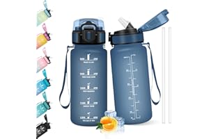 HoneyHolly Botella Agua, 500 ml con Pajita, Cantimplora, Prueba de Fugas, Botella Agua Niños Colegio, Libre de BPA, Cantimplora para Niños, Deporte, Running, Gimnasio, Bicicleta