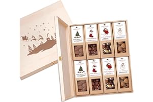 ‎WELLNUSS WELLNUSS „Limitierte Weihnachtsedition“ – 8 Premium Snacks in edler Birkenholzbox – Gourmet Geschenkset mit Nüssen, Früchten & Schokolade – Exklusives Weihnachts Geschenk für Feinschmecker