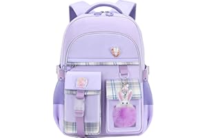 KEBEIXUAN School Bags for Girls - Kawaii Personalised Kids Backpack, Water Resistant Rucksack for Primary Middle School