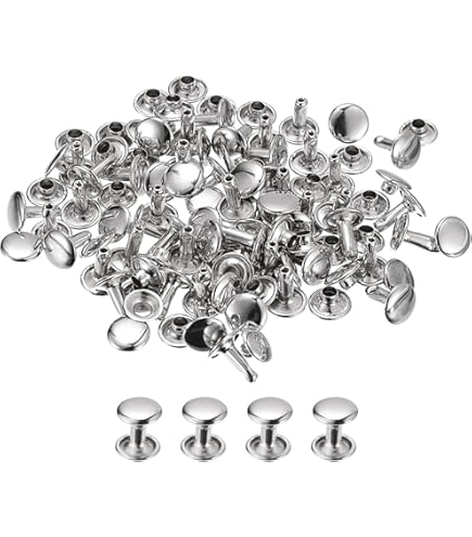 QUARKZMAN 20 Set Chiodi A Testa Piana Borchie 10mm Piedini Borse Lega Borsa Testa Chiodo Fibbia Piatta Bottone Rivetti Set Strumenti Fibbie Ruote Rotondo Per Artigianato Pelle, Tono Oro