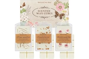 SCENTORINI Cera Perfumada, Cubos De Cera Perfumada, Cera Aromática de Soja, 3 Aromas Pino, Higo Mediterráneo y Madera De Sándalo, Fragancia para Habitación, Interior, Hogar, Habitación, Baño