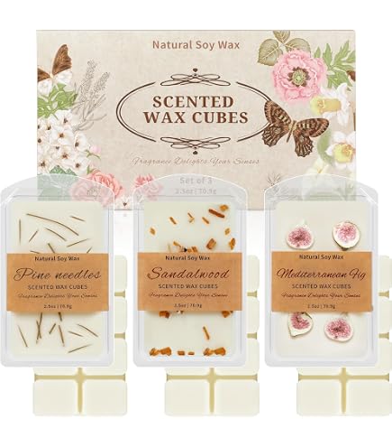 Cubes De Cire Parfumée Pour Chauffe-cire - Lot 6 Parfums Noël (Sweet Home, Gui, Sucre D'orge...), Cire De Soja, Durée 45 Min-1h - Coffret Cadeau