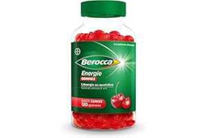 Berocca® Energie gommes - Multivitamines Complément alimentaire - Source de vitamines B* et vitamine C - Réduction de la fatigue, donne de l'énergie au quotidien - Goût Cerise - 120 Gummies