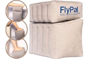 FLYPAL Inflatable Foot Rest for Air Travel, U.S Patented 2 in 1 Design, Blow-Up Pillow Cushion for Home, Office and Kids to Sleep on Long Flights, 17“x11 x17, Grey.