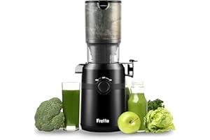 ‎FRETTA Fretta Entsafter,Slow Juicer mit 108MM Breite und Größere Fütterungsröhre,Füllvolumen für ganze Gemüse und Obst,BPA-frei Tritan-Material Entsafter,Einfacher Installation,200W