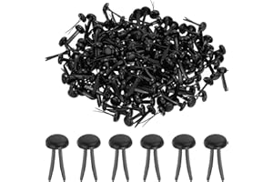 PATIKIL 100 Pcs Paper Brass Fasteners Split Pins Pastel Mini Metal Brads Round Head Plated Fastener for Craft Art Scrapbooking DIY Supplies, Black, 6 x 12 mm