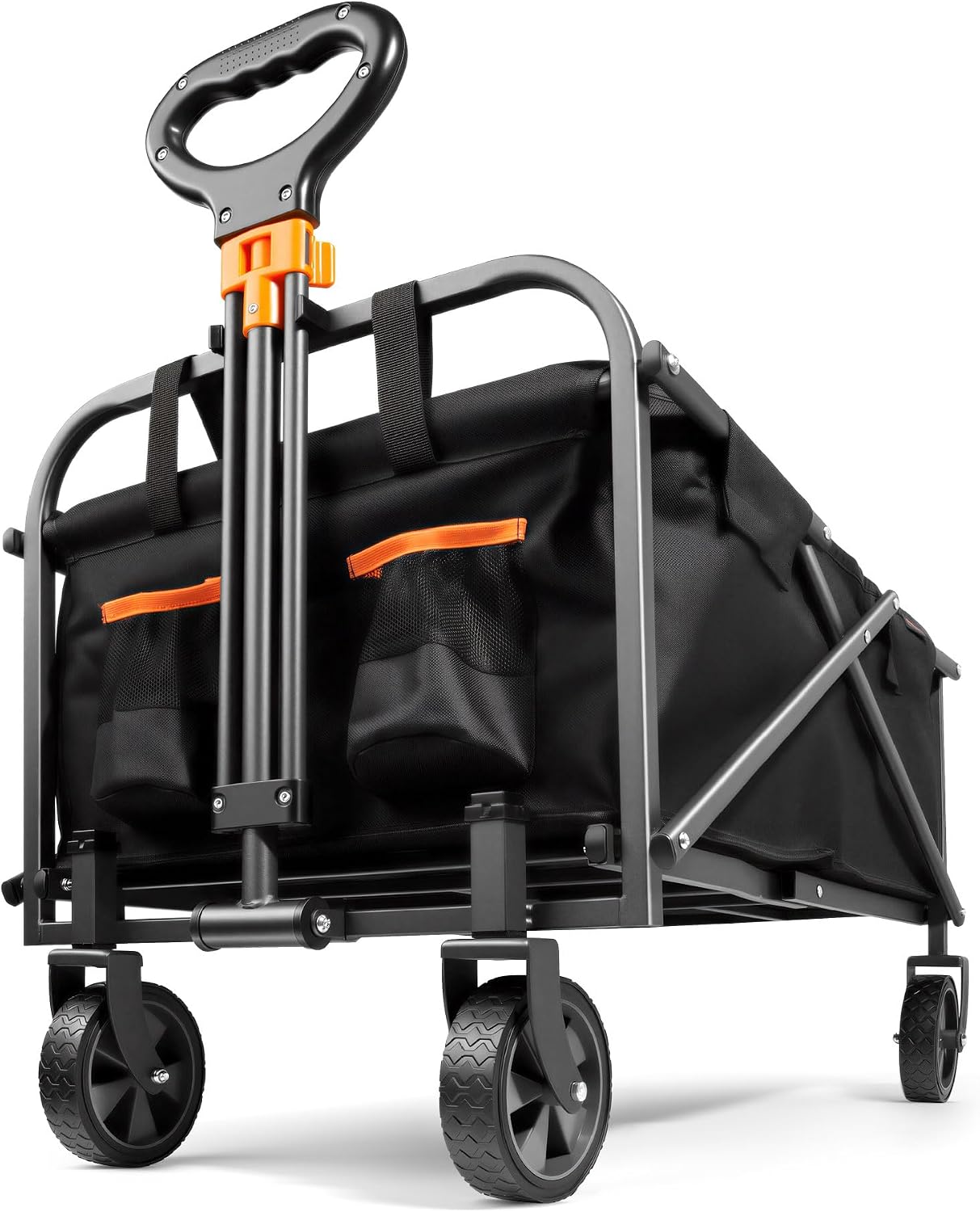 VonHaus Festival Cart on Wheels – Foldable Portable 70L Camping Trolley with 100Kg Weight Capacity – Garden Cart with 360° Rotating Wheels & 2 Cupholders for Garden, Picnic, Shopping & Fishing
