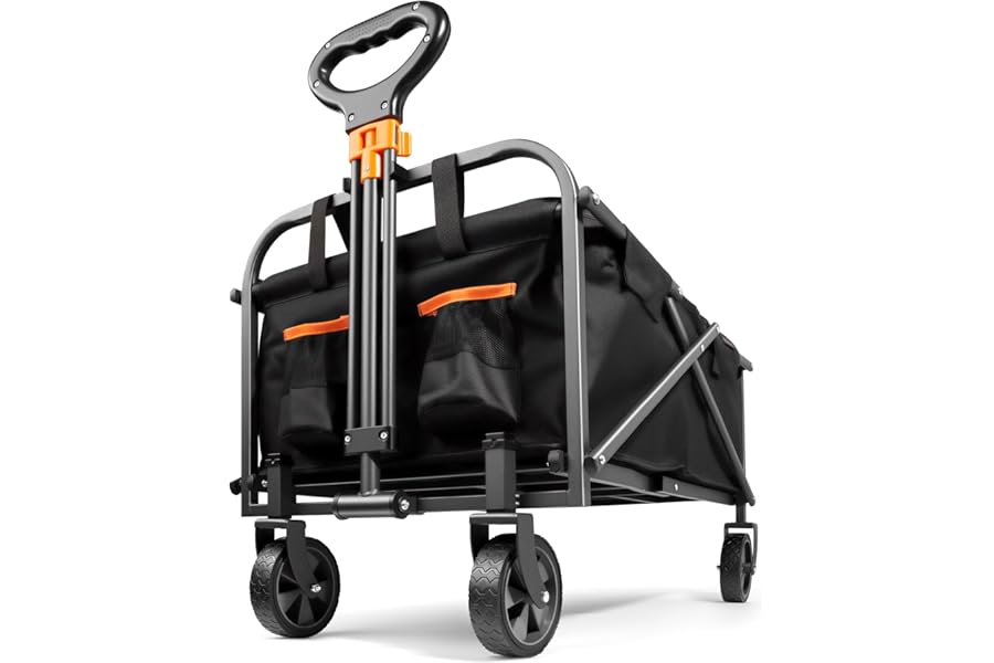 VonHaus Festival Cart on Wheels – Foldable Portable 70L Camping Trolley with 100Kg Weight Capacity – Garden Cart with 360° Rotating Wheels & 2 Cupholders for Garden, Picnic, Shopping & Fishing