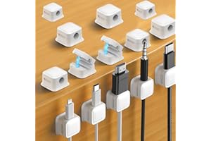 TJYAEKLTD Soporte para cables autoadhesivos, 12 unidades para gestión de cables para electrodomésticos, escritorio y mesita de noche (blanco)