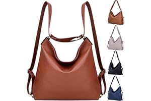 Bestash Sacs à Main PortéS Dos Femme, Convertible Sac à Dos Femme Tendance,Pu Cuir Sac à BandoulièRe 2 en 1 Pour Voyage et Travail（Brun SéQuoia ）
