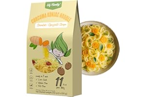 Elf-Family Pasta Konjac con Cúrcuma | Superfood - 11kcal | 97% menos calorías | Bajo en Carbohidratos/Keto/Fideos de Konjac Instantáneos/Veganos/Sin Gluten (270g x6 caja(12 paquetes)