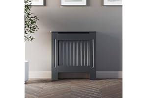 Radiant Living Radiator Cover Small Cabinet Vertical Slats Painted MDF Wood Anthracite Grey Living Room Bedroom Hallway Cabinets