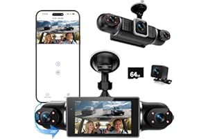 CARTSDOII 360° Dashcam Auto Vorne Hinten 4 Kanal Dash Cam Auto Kamera FHD 2K+1080Px3,4×140° Weitwinkel,WDR-Nachtsicht (8 IR-LEDs), 3" IPS Display,G-Sensor,24/7 Parkmodus,Loop-Aufnahme, inkl. 64GB SD-Karte, App