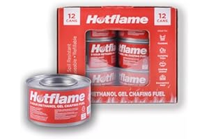 Chefline 12 x 3 Hour Chafing Dish Fuel Gel Cans (12 Tins pack) Non Toxic, Catering, Buffet, Methanol Gel