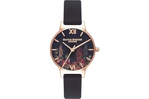 Olivia Burton Damski Ob16Wg43 Zegarek na Rękę, Czarny/Różowe Złoto, Ø 30 mm