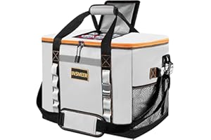 INSMEER Bolsa isotérmica grande de 48 L, 65 cans, plegable con apertura superior, XXL (45 x 35 x 30 cm), impermeable, bolsa isotérmica, ideal para excursiones, picnic, camping, senderismo, playa