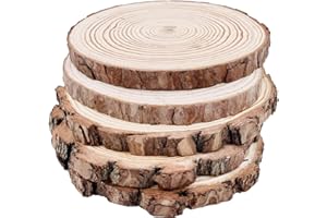 WILLIAM CRAFT Rondin de Bois 18-20cm sans Trou 5 Pcs Tranches de Bois Naturel Convient pour Decoration Noel Bois, Marque Place Mariage, Pyrograveur Bois