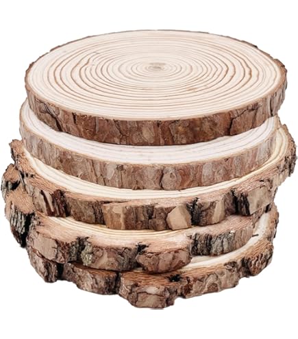 PINGEUI 20 fette di legno naturale da 14-16 cm, cerchi in legno non finiti con corteccia, dischi di legno rotondi vuoti, per fai da te, ornamenti