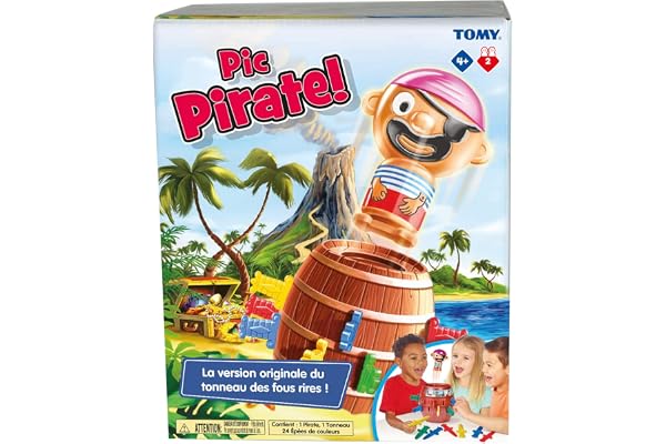 TOMY Officiel - Pic Pirate Jeux de Société pour Enfants, Jouet pour Noël,Jouet Enfant 4 Ans, Jeu Rigolo pour Groupes, Cadeau Anniversaire Idéal, Jeux 4 Ans+