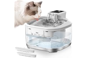 Cat Water Fountain, Spofan 4.5L Pet Fountain 5000mAh Battery Operated with Sensor, Dog Water Dispenser for Drinking with Filters Faucet Quiet Pump Stainless Steel Tray BPA-Free Multiple Pets