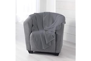 Douceur d'Intérieur Suavidad Interior Milou Plaid, Poliéster, Antracita, 125 x 150 CM