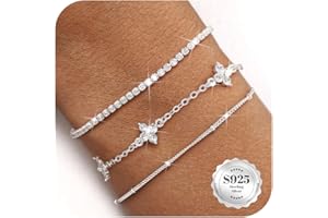 CASSIECA 3 bransoletki damskie, srebro próby 925, możliwość układania w stos, regulowane bransoletki tenisowe, cyrkonia, biżuteria, prezent dla kobiet, srebrny