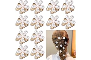 LECTNORE 12 pezzi di clip per artigli per capelli a fiore, artiglio per capelli con mini perle Mini artiglio per capelli Clip per capelli artificiali dolci per ragazze Accessori per donna……