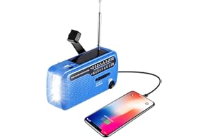 AOZBZ Solar Kurbelradio, AM/FM/SW Tragbare Notfallradio, 1200mAh Wiederaufladbare Powerbank Radio Batteriebetrieben mit LED Taschenlampe und SOS Alarm für Camping, Reisen(blau)