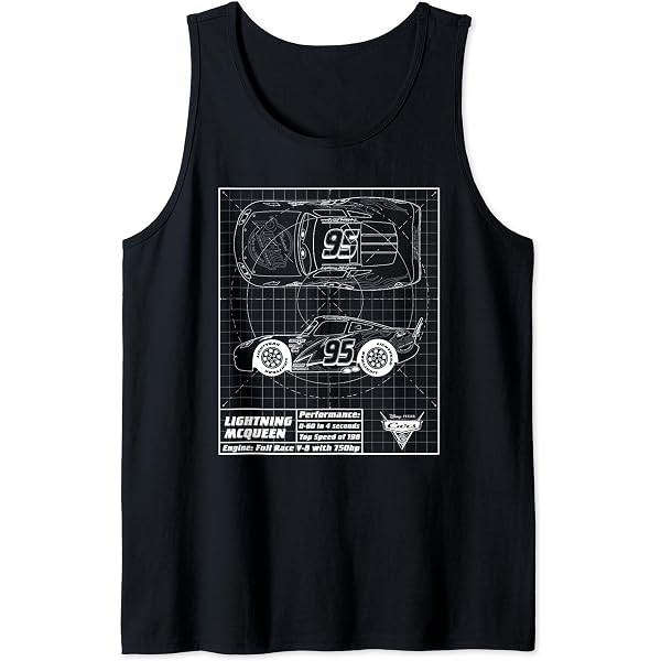 T-shirt Cars Lightning McQueen - Plan Technique - Enfant - 100% Coton - License Disney Pixar