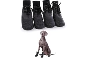 PUMYPOREITY 4 Stücke Hundesocken wasserdichte, Anti-Rutsch-Haustierstiefel Welpenpfotenschutz Hundeschuhe Outdoor Kleine Hundeschuhe Socken(Schwarz, XXL)