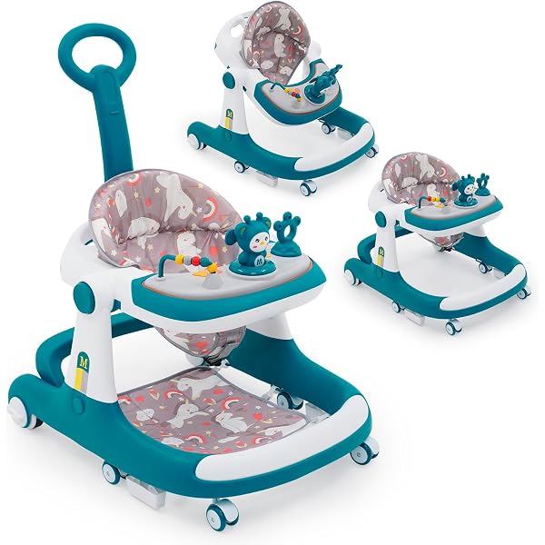 Trotteur 4 En 1 Bébé FANTASK Voiture - Pliable, Hauteur & Vitesse Réglables, Musique & Lumières - Bleu