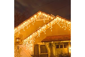 Zorela Luci Natale Esterno Cascata 10M 400 LED Tenda Luminosa Esterno Natale Prolungabile Luci di Natale Cascata di Stalattiti con 8 Modalità Impermeabile per Balcone, Tetto, Giardino - Bianco Caldo