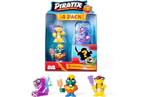 PIRATIX ADVENTURE WORLD Serie Shark Treasure, Pack de 4, Contiene 4 Piratix, 1 'Cristal' y 1 Sorpresa, y 4 Accesorios 'Cristal', Pack 5 de 6