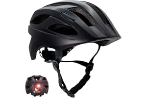 Crazy Safety Casco da Bici per Bambini 6-12 Anni S.W.A.T | Casco per Bicicletta, Skateboard, MTB e Pattini a Rotelle con Fanale Ricaricabile | Casco per Monopattino Regolabile 54-58 cm (Nero)