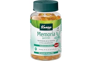 Kneipp Memoria Gummies; Con Ginseng y Vitaminas B1, B2, B3, B12, B6 y C; Ayuda al Rendimiento de la Memoria y la Concentración; 60 Gominolas